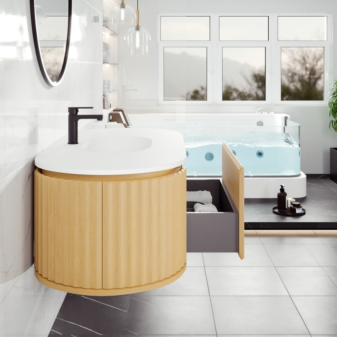 Eviva Haven Wall Mount Bath Vanity with Solid Surface Top and Integrated Sink (39"-71")