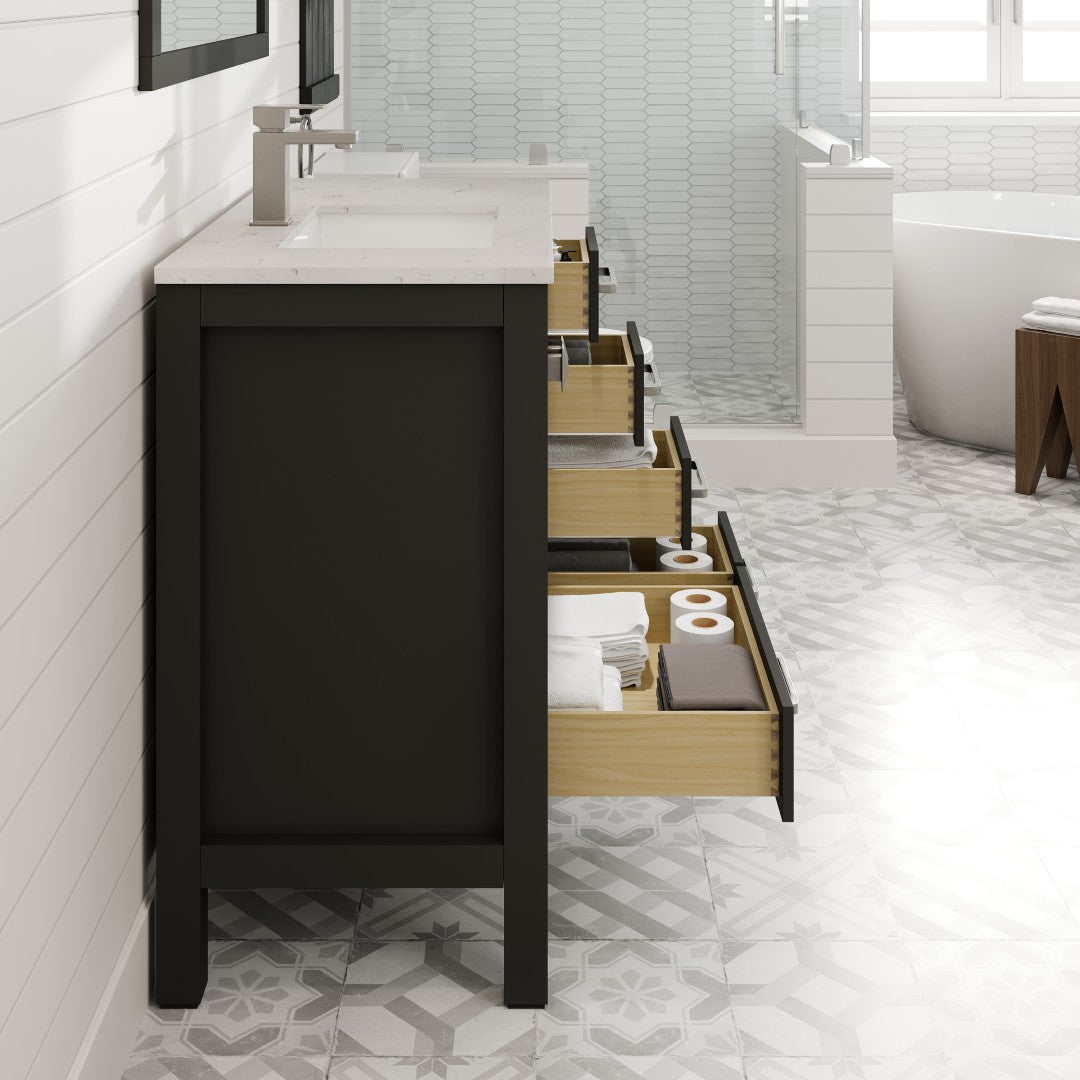 Eviva London Bath Vanity with Carrara Quartz Top and Undermount Porcelain Sink (20"-60")