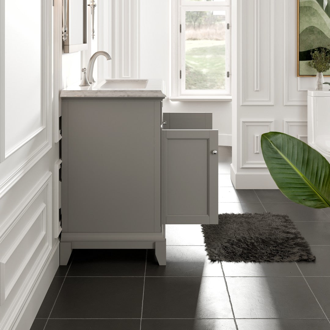 Eviva Elite Princeton Bath Vanity with Carrara Marble Top and Undermount Porcelain Sink (24"-30")