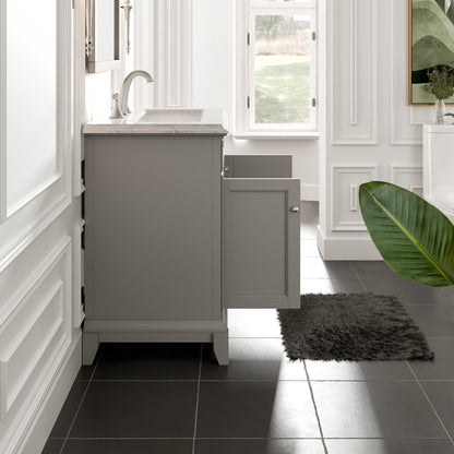 Eviva Elite Princeton Bath Vanity with Carrara Marble Top and Undermount Porcelain Sink (24"-30")