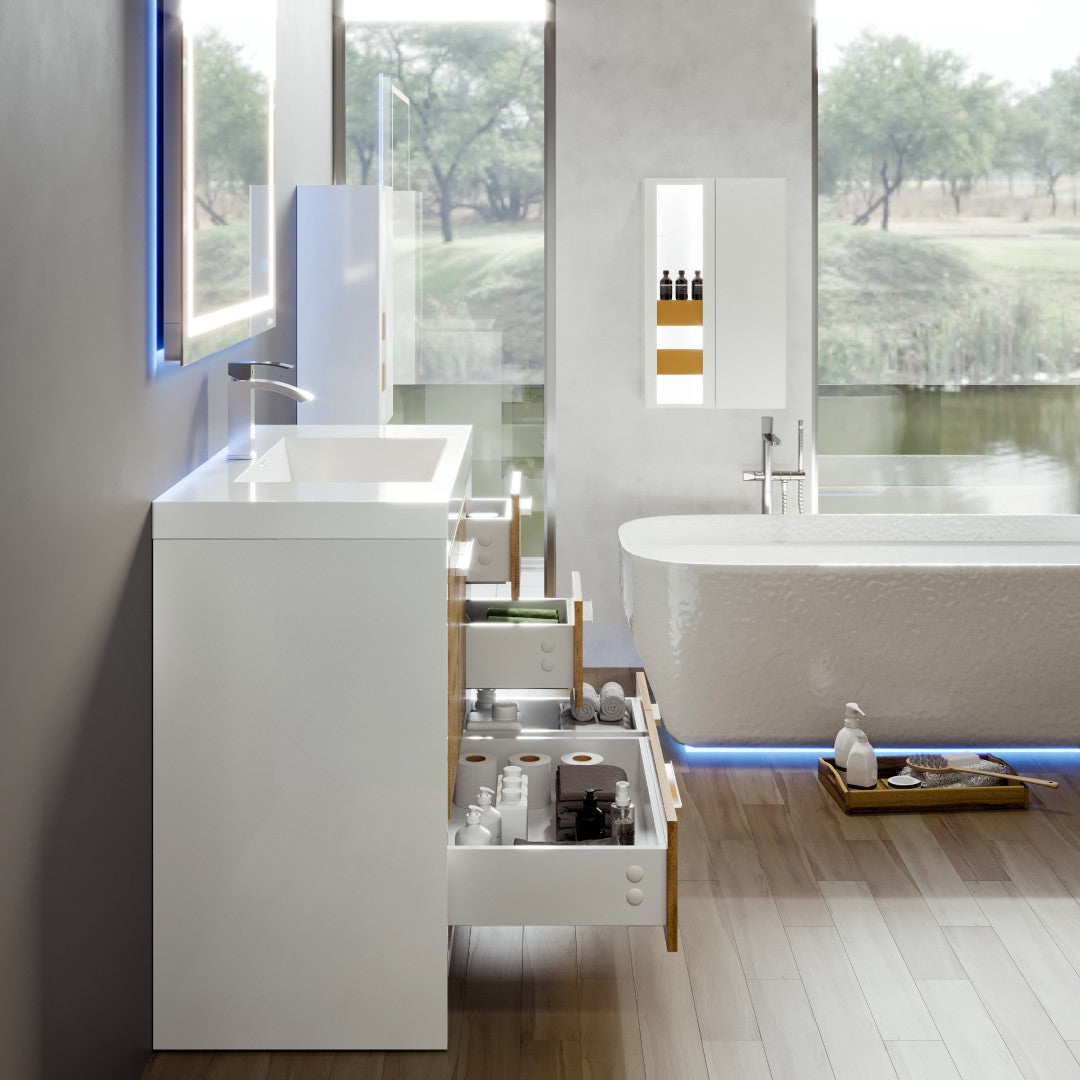Eviva Grace Bath Vanity with Acrylic Top and Integrated Sink (24"-48")