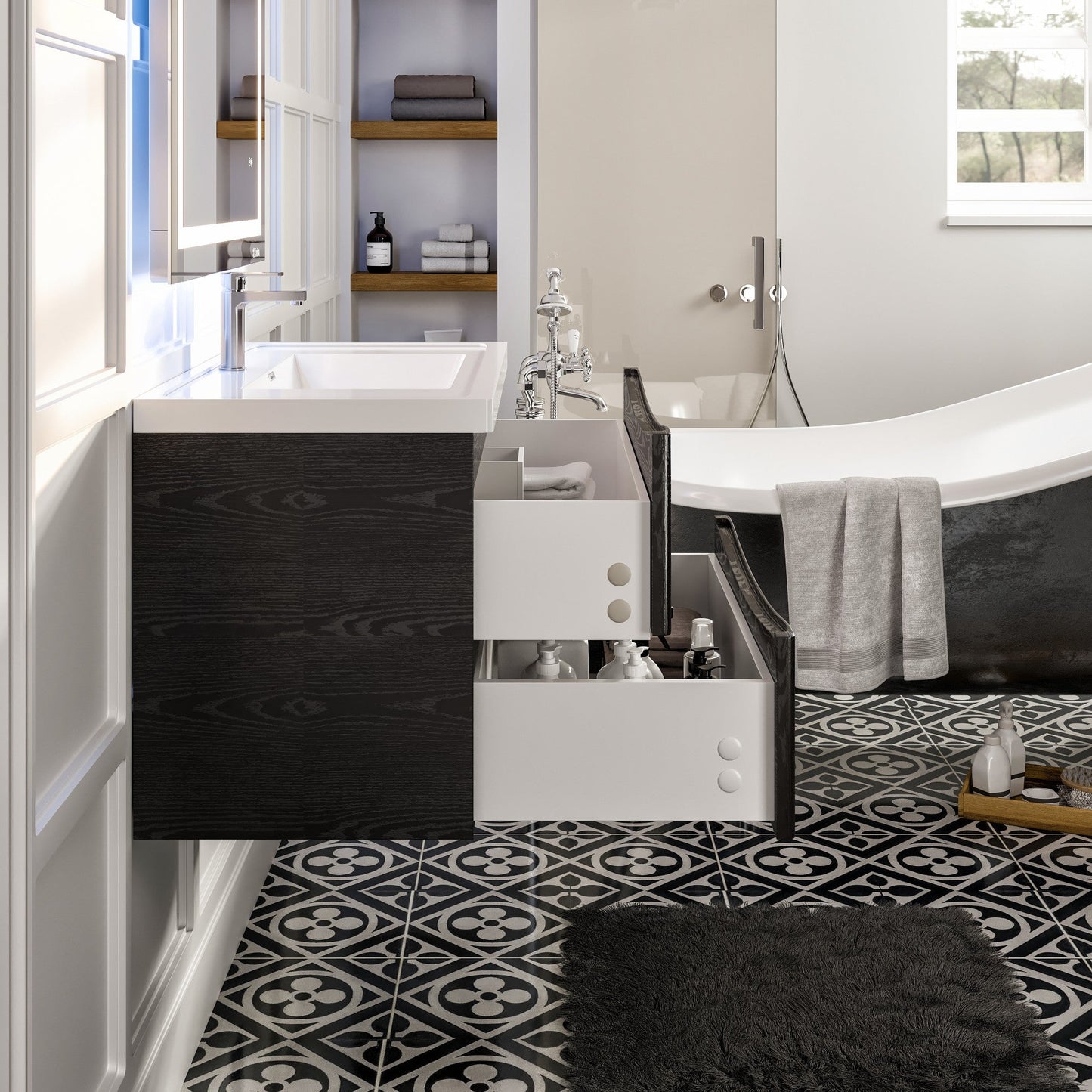 Eviva Smile Bath Vanity with Acrylic Top and Integrated Sink (24"-48")