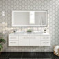 Eviva Wave Wall Mount Bath Vanity with White Quartz Top and Vessel Porcelain Sink (24"-72")