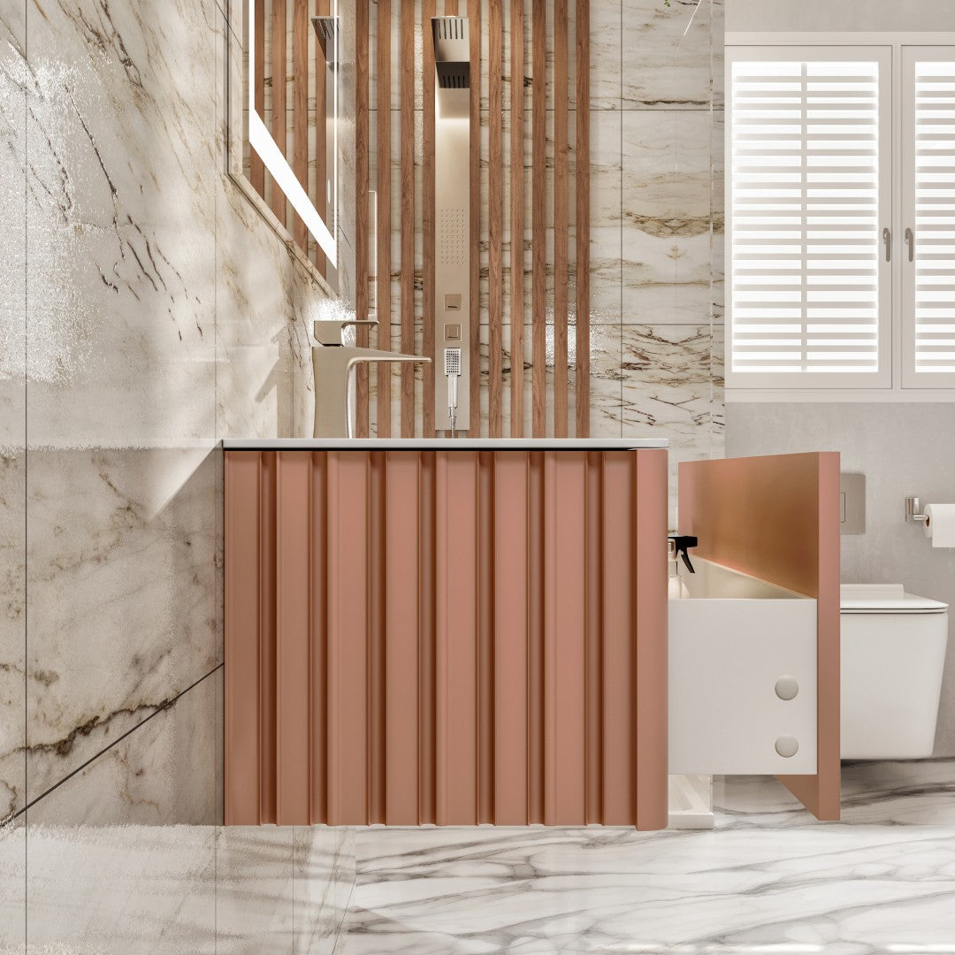 Eviva Dolce Vita Wall Mount Bath Vanity with Solid Surface Top and Integrated Sink