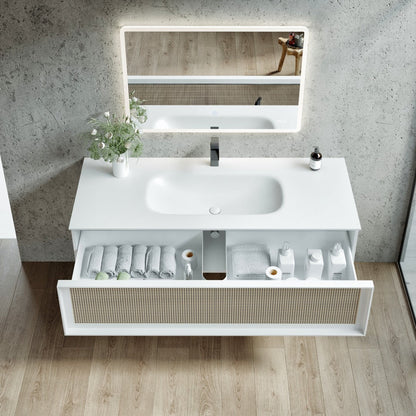 Eviva Nets Wall Mount Bath Vanity with Solid Surface Top and Integrated Sink (32"-44")