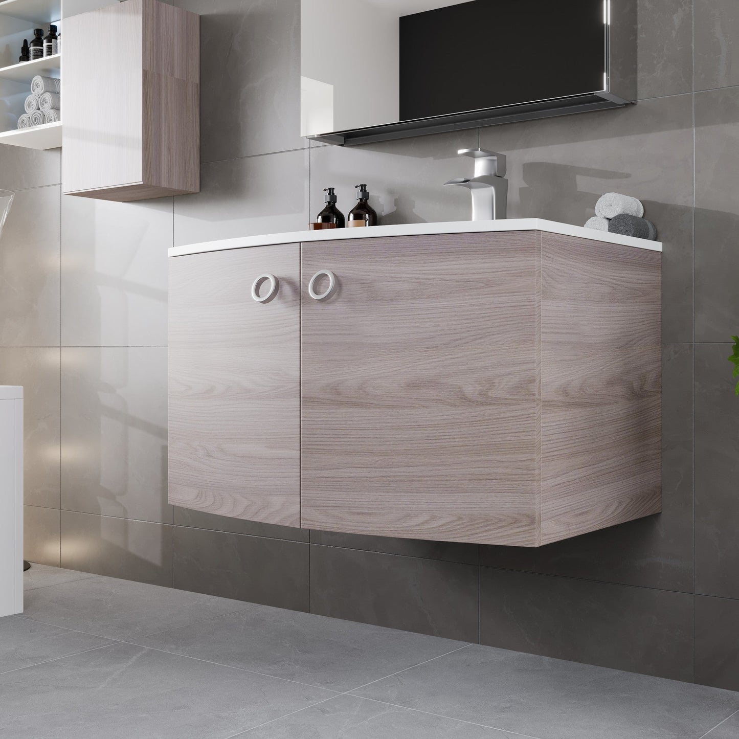 Eviva Romina Wall Mount Bath Vanity with Acrylic Top and Integrated Sink