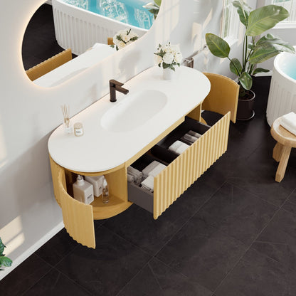 Eviva Haven Wall Mount Bath Vanity with Solid Surface Top and Integrated Sink (39"-71")