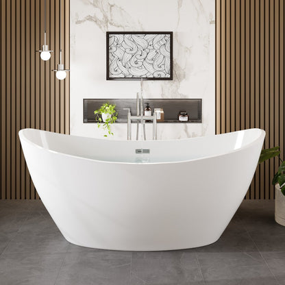 Eviva Bella Glossy White Acrylic Slipper Freestanding Bathtub