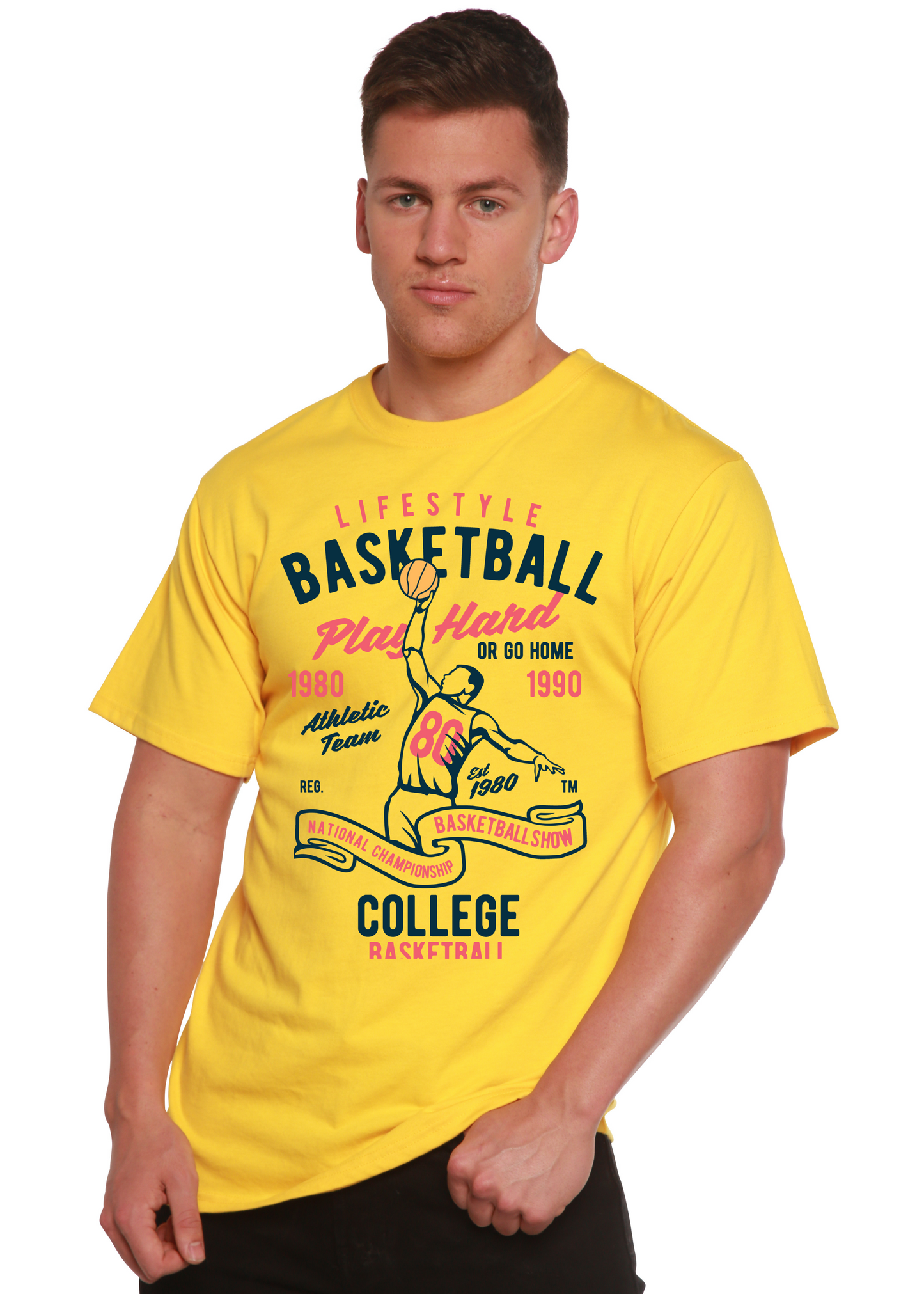 Life Style Basketball Men's Bamboo Viscose/Organic Cotton Short Sleeve Graphic T-Shirt