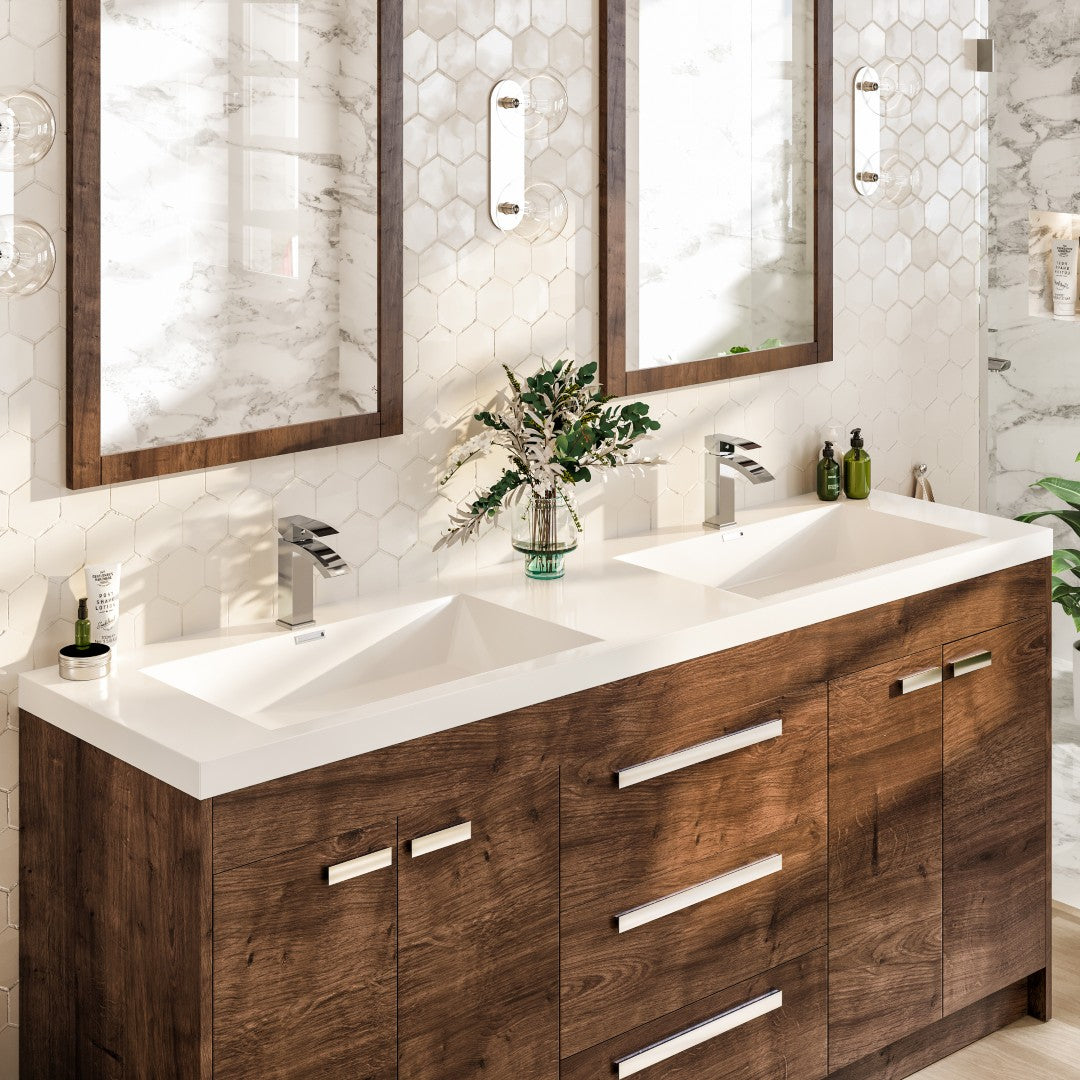 Eviva Lugano Bath Vanity with Acrylic Top and Integrated Sink (24"-84")