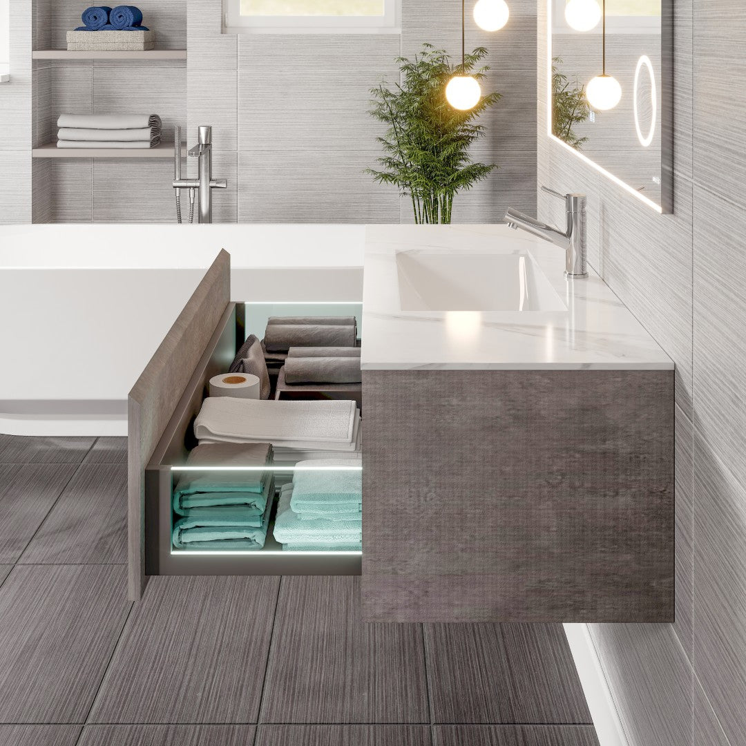 Eviva Aurora Wall Mount Bath Vanity with Carrara Quartz Top and Undermount Porcelain Sink (36"-60")