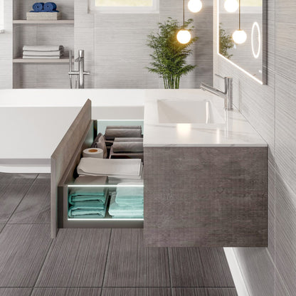 Eviva Aurora Wall Mount Bath Vanity with Carrara Quartz Top and Undermount Porcelain Sink (36"-60")