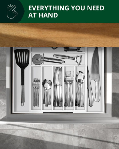 Silverware Drawer Organizer, White (9 Slots)