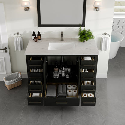 Eviva London Bath Vanity with Carrara Quartz Top and Undermount Porcelain Sink (20"-60")