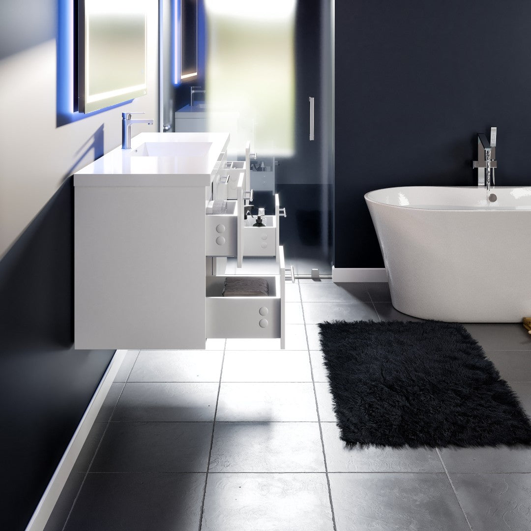 Eviva Axel Wall Mount Bath Vanity with Acrylic Top and Integrated Sink