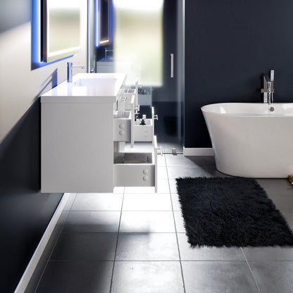 Eviva Axel Wall Mount Bath Vanity with Acrylic Top and Integrated Sink