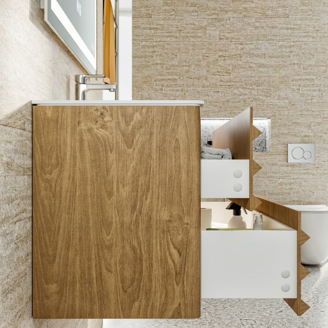 Eviva Oahu Wall Mount Bath Vanity with Solid Surface Top and Integrated Sink (32"-55")