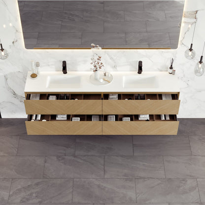 Eviva Lotus Wall Mount Bath Vanity with Solid Surface Top and Integrated Sink (30"-71")