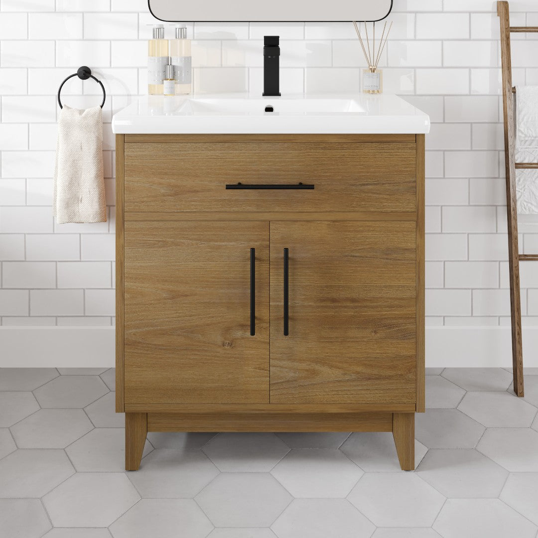 Eviva Graham Bath Vanity with Engineered Stone Top and Integrated Sink (30"-72")