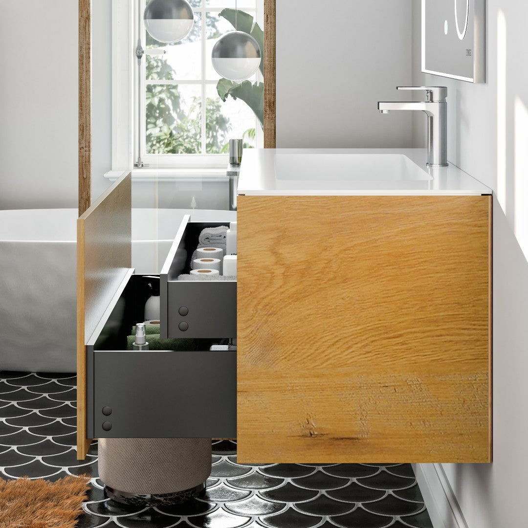 Eviva Madeira Wall Mount Bath Vanity with Acrylic Top and Integrated Sink (20"-48")
