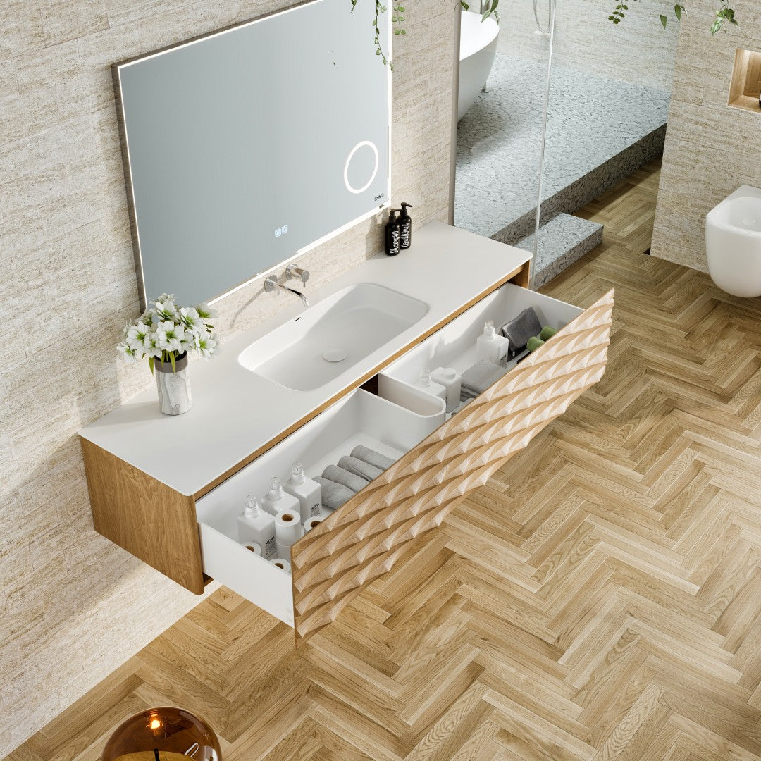 Eviva Oahu Wall Mount Bath Vanity with Solid Surface Top and Integrated Sink (32"-55")