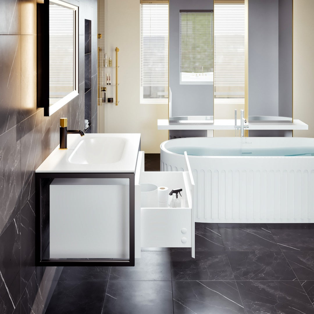 Eviva Modena Wall Mount Bath Vanity with Solid Surface Top and Integrated Sink (32"-51")