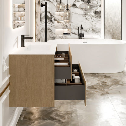 Eviva Lotus Wall Mount Bath Vanity with Solid Surface Top and Integrated Sink (30"-71")