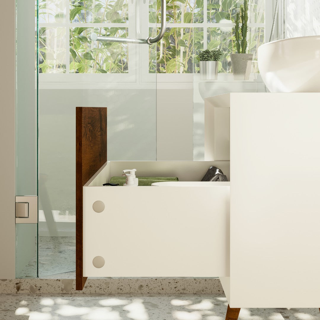 Eviva Santa Monica Wall Mount Bath Vanity with Acrylic Top and Vessel Solid Surface Sink (30"-36")