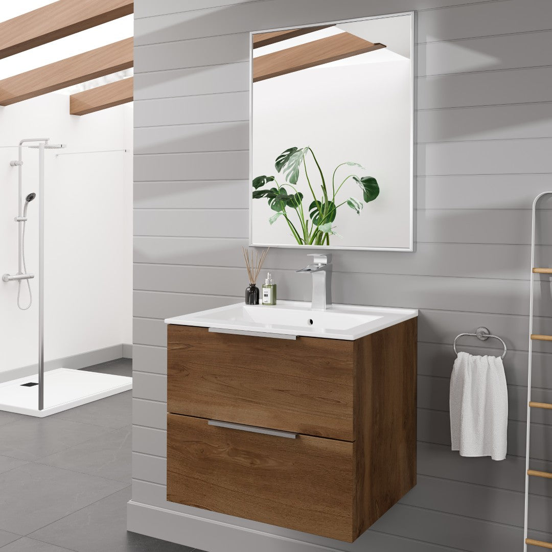 Eviva Vista Brushed Nickel Metal Framed Mirror