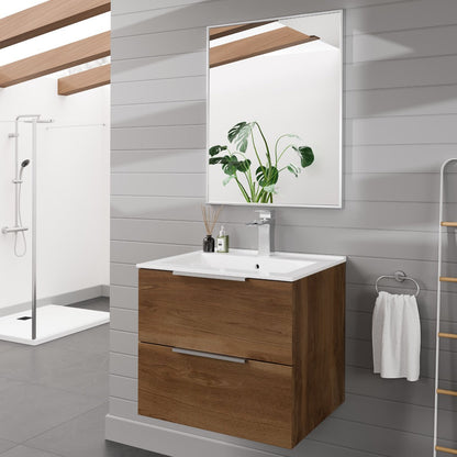 Eviva Vista Brushed Nickel Metal Framed Mirror