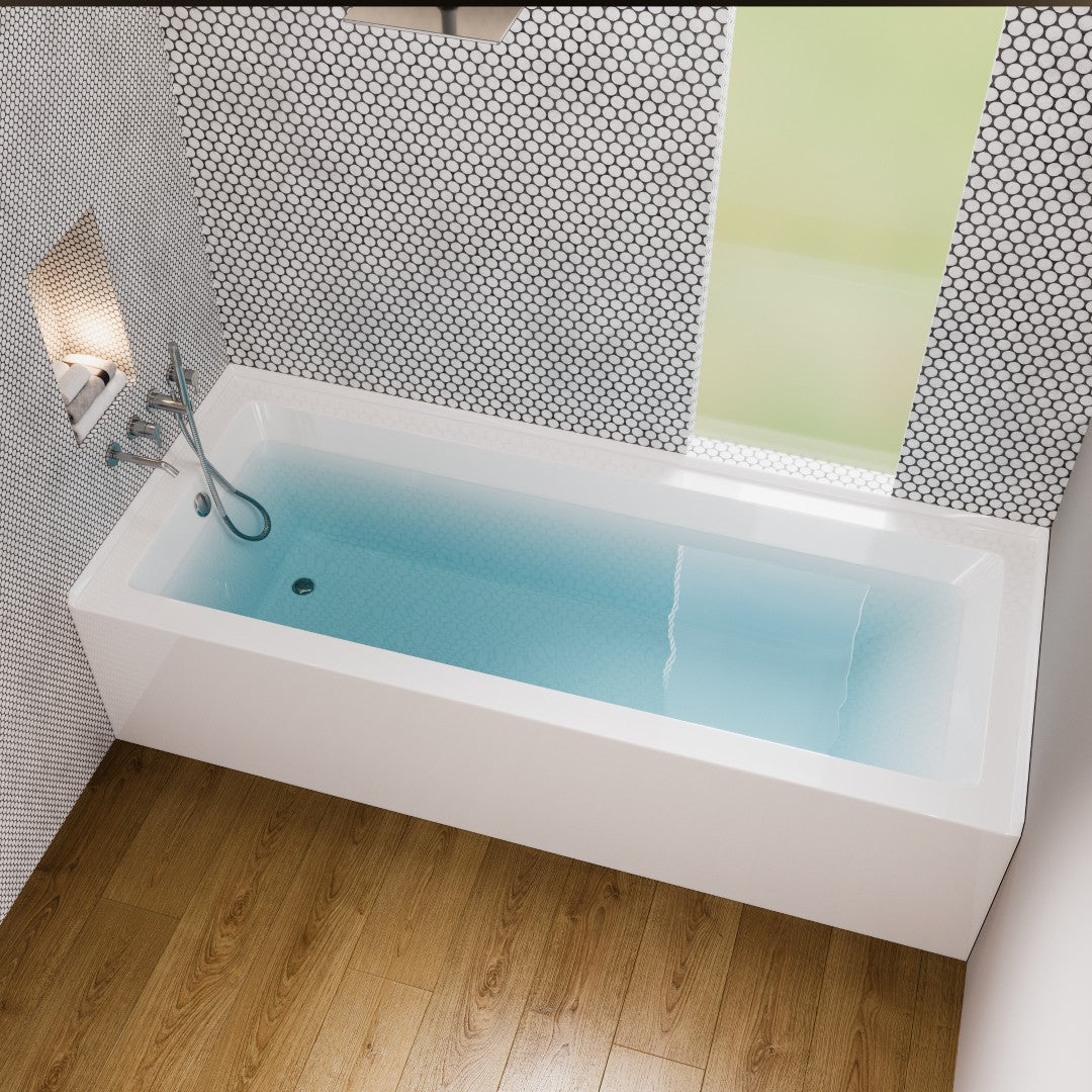 Eviva Nova 60" Glossy White Rectangle Acrylic Alcove Bathtub