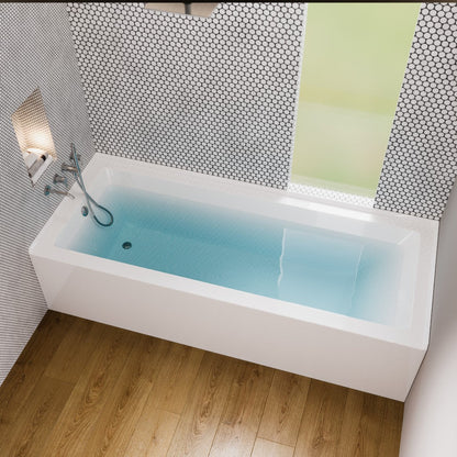 Eviva Nova 60" Glossy White Rectangle Acrylic Alcove Bathtub