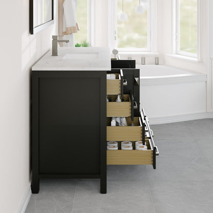 Eviva London Bath Vanity with Carrara Quartz Top and Undermount Porcelain Sink (20"-60")