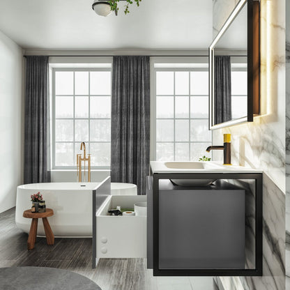 Eviva Modena Wall Mount Bath Vanity with Solid Surface Top and Integrated Sink (32"-51")