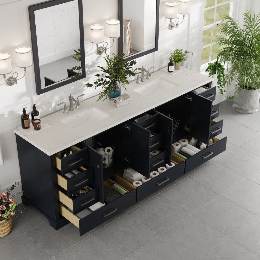 Eviva Storehouse Bath Vanity with  Counter Top and Undermount Porcelain Sinks