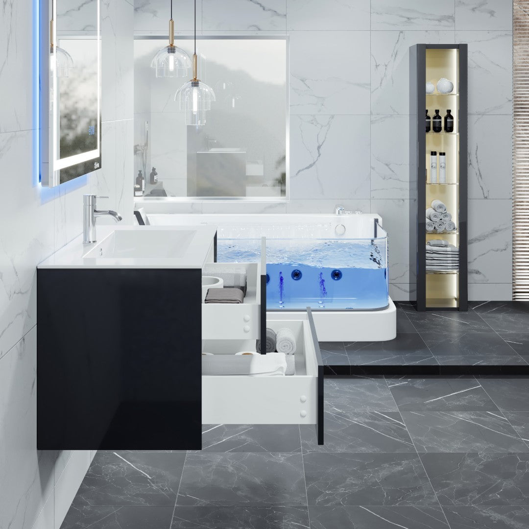 Eviva Luna Wall Mount Bath Vanity with Porcelain Top and Integrated Sink (24"-32")