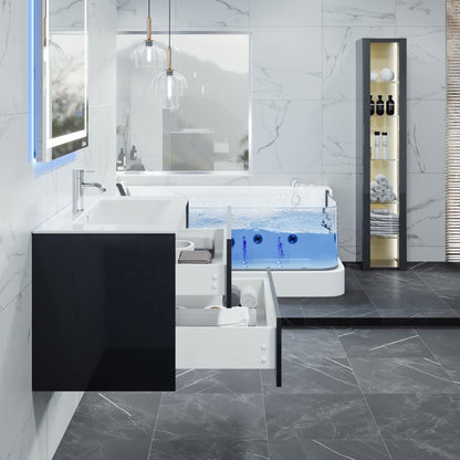 Eviva Luna Wall Mount Bath Vanity with Porcelain Top and Integrated Sink (24"-32")