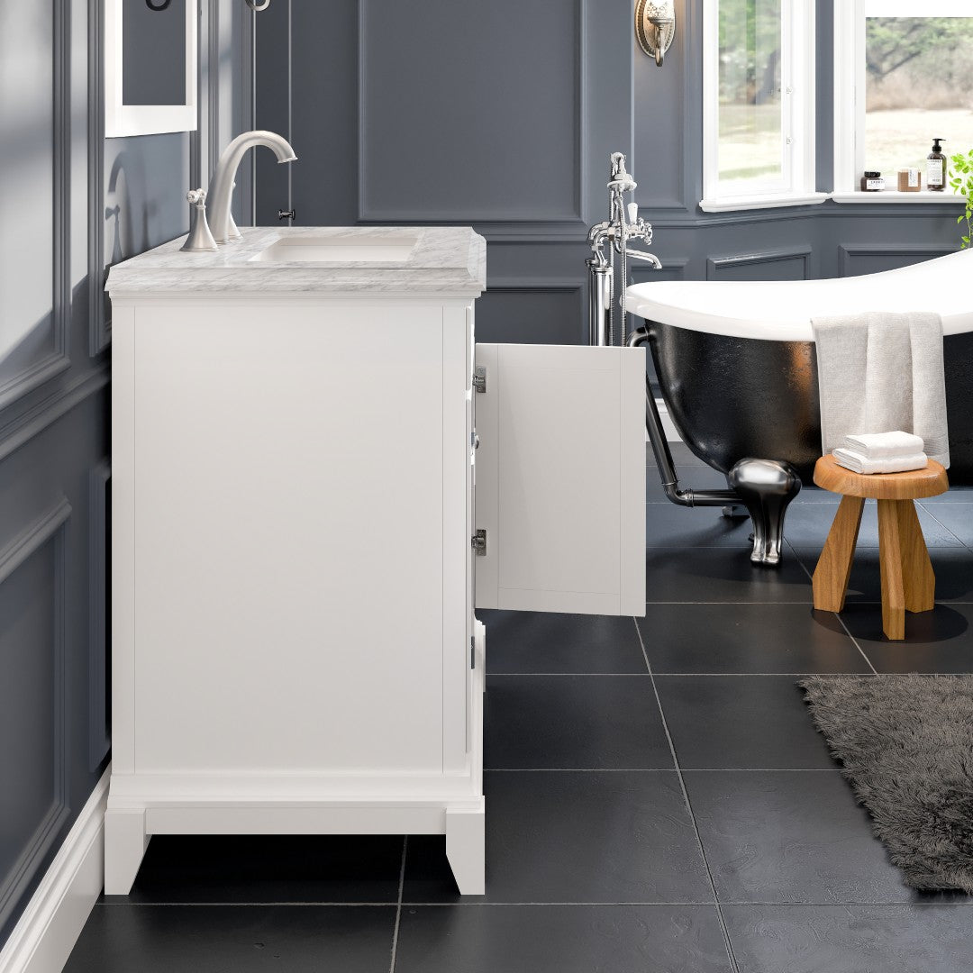 Eviva Elite Princeton Bath Vanity with Carrara Marble Top and Undermount Porcelain Sink (24"-30")