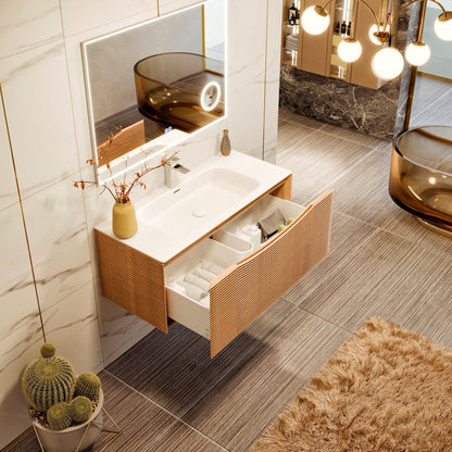 Eviva Leah Wall Mount Bath Vanity with Solid Surface Top and Integrated Sink (32"-39")