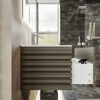Eviva Dream Wall Mount Bath Vanity with Solid Surface Top and Integrated Sink