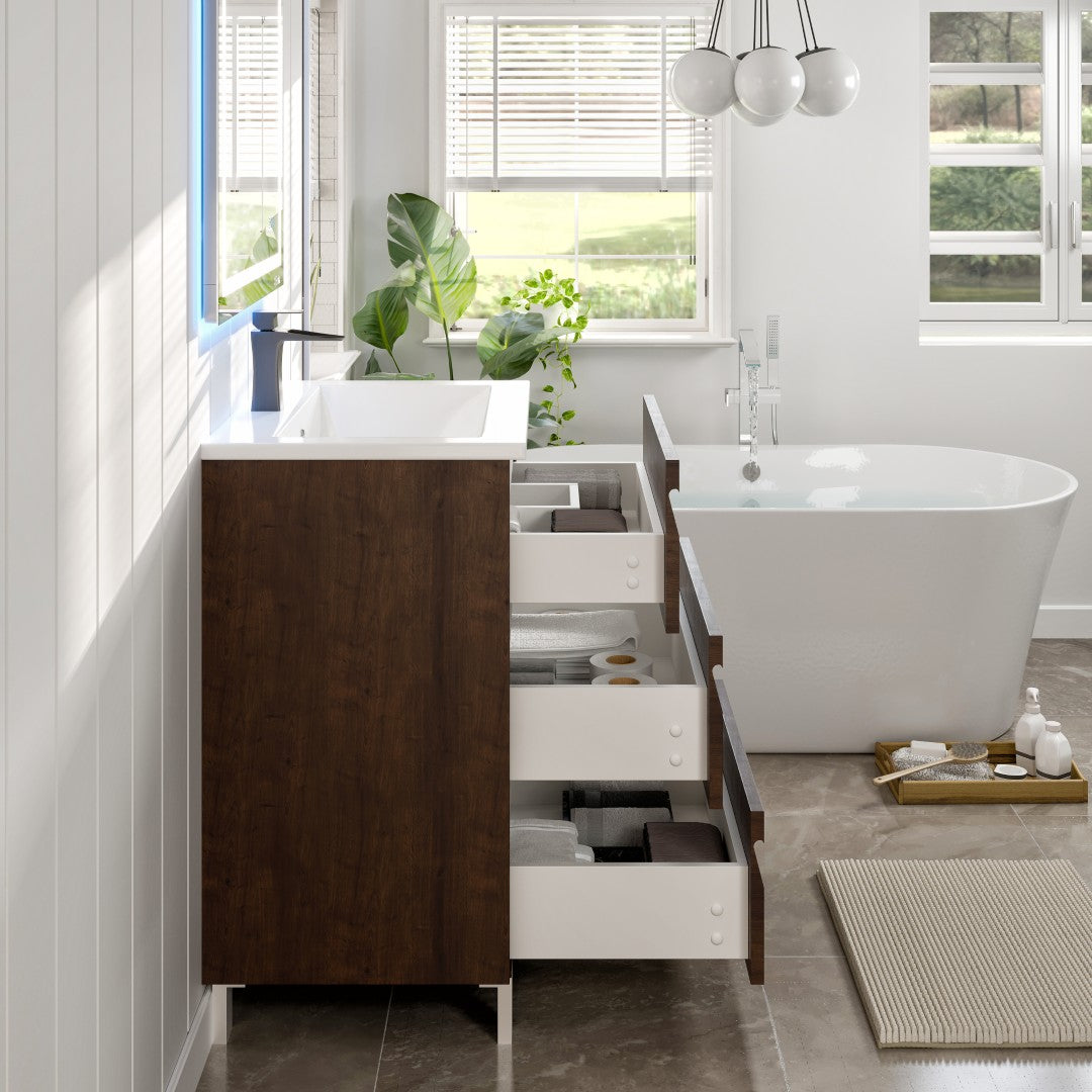 Eviva Joy Bath Vanity with Porcelain Top and Integrated Sink (24"-40")