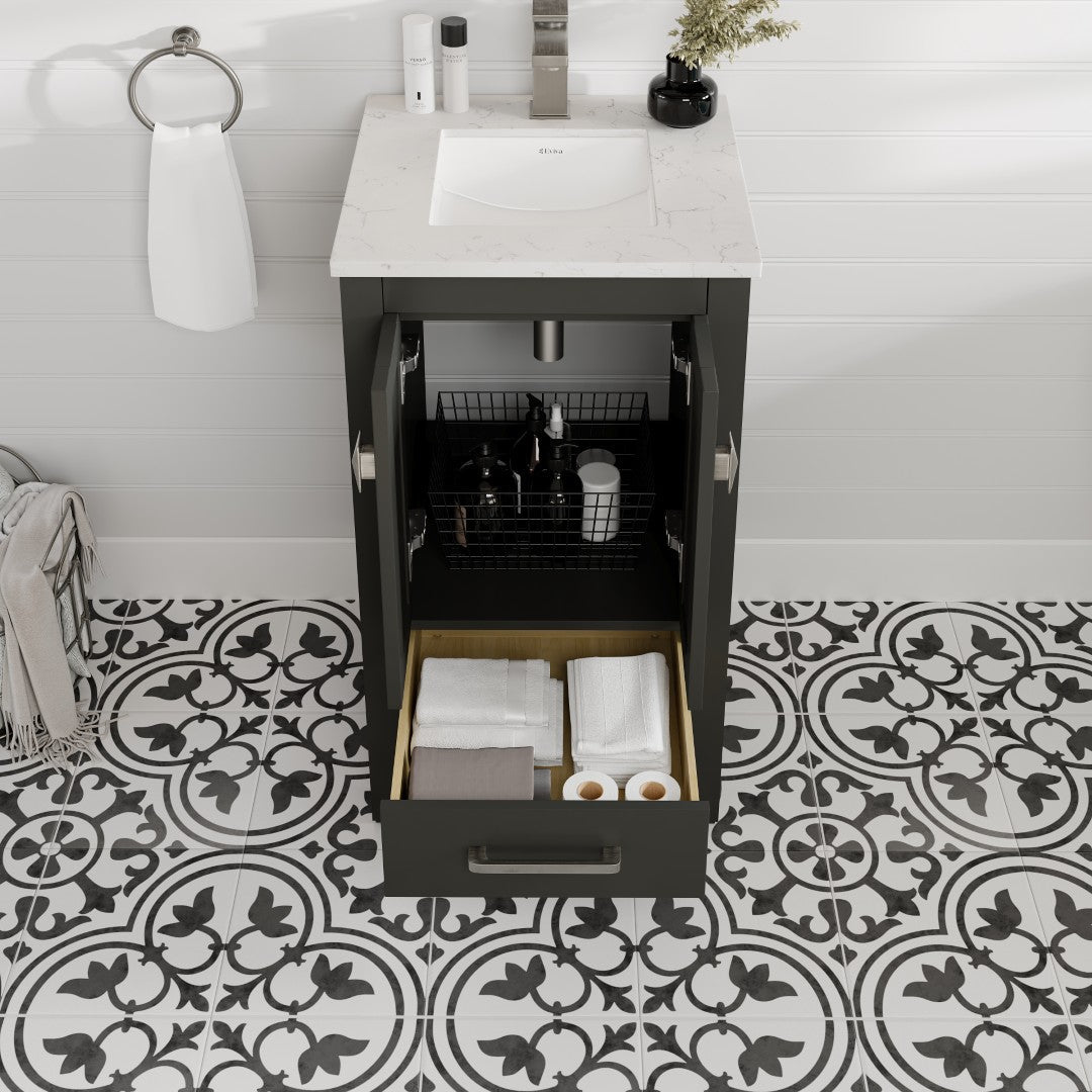 Eviva London Bath Vanity with Carrara Quartz Top and Undermount Porcelain Sink (20"-60")