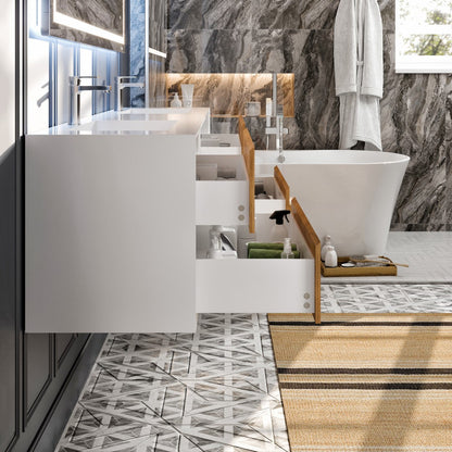 Eviva Vienna Wall Mount Bath Vanity with Acrylic Top and Integrated Sink (36"-75")