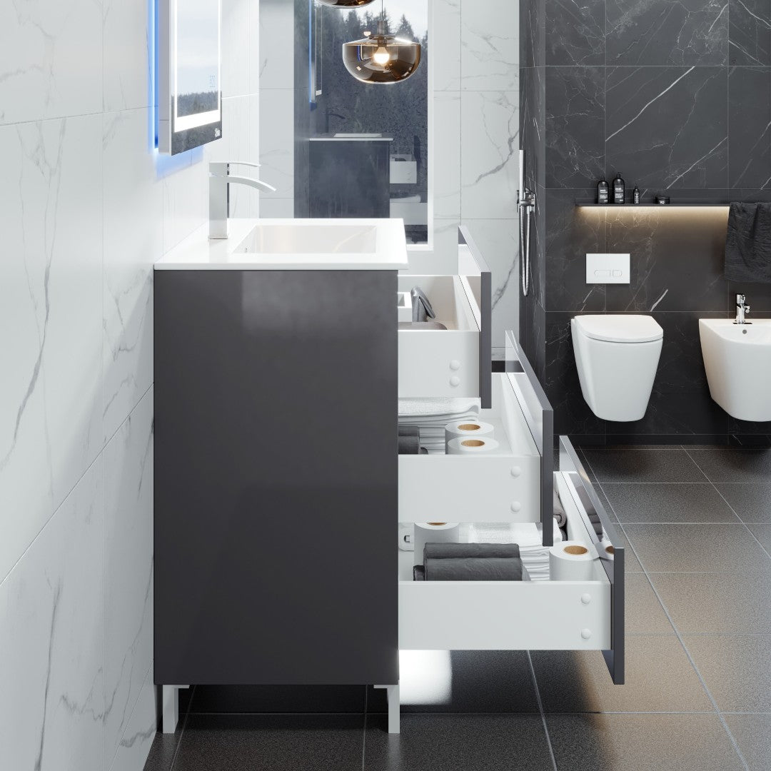 Eviva Libra Bath Vanity with Porcelain Top and Integrated Sink