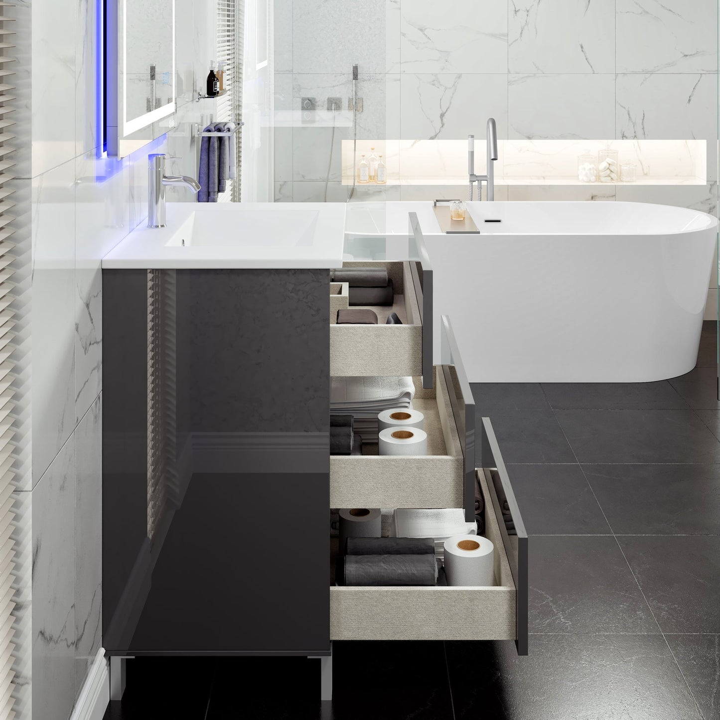 Eviva Deluxe Bath Vanity with Porcelain Top and Integrated Sink (20"-32")