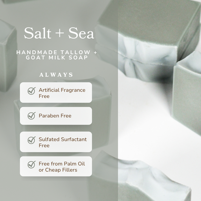 Salt + Sea Bar Handmade Tallow and Goat Milk Soap Bar