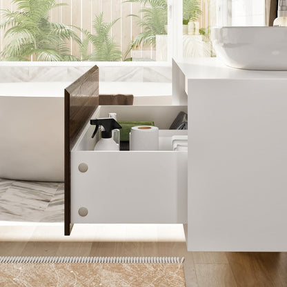 Eviva Santa Monica Wall Mount Bath Vanity with Acrylic Top and Vessel Solid Surface Sink (30"-36")