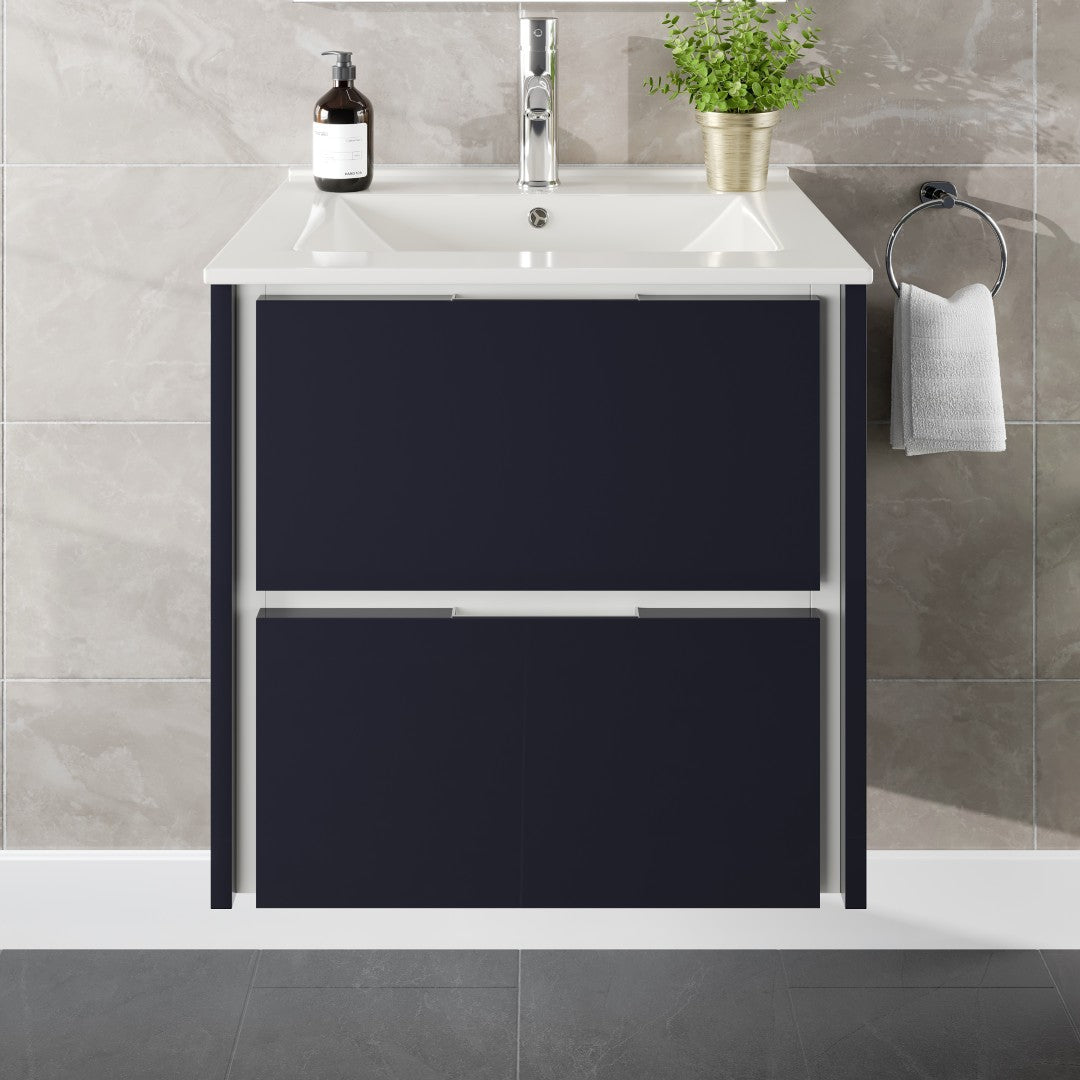 Eviva Luna Wall Mount Bath Vanity with Porcelain Top and Integrated Sink (24"-32")