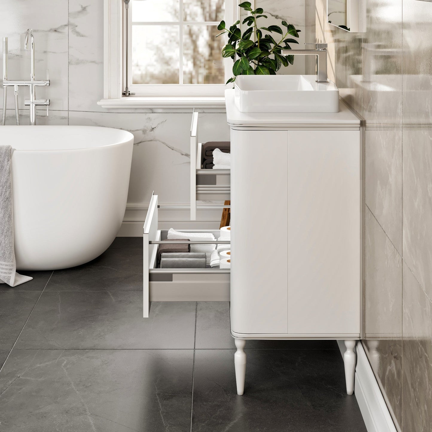 Eviva Duva Bath Vanity with Engineered Wood Top and Vessel Acrylic Sink