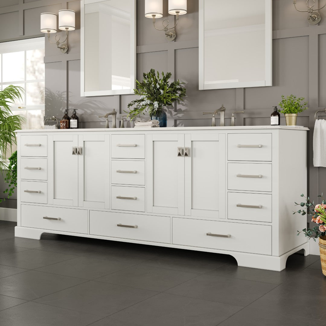 Eviva Storehouse Bath Vanity with  Counter Top and Undermount Porcelain Sinks